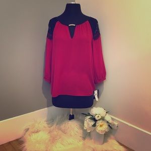 NWT Maroon/red blouse with lace